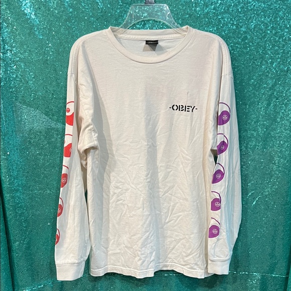 Obey Other - Obey White Long Sleeve with Colorful Sleeve Graphics